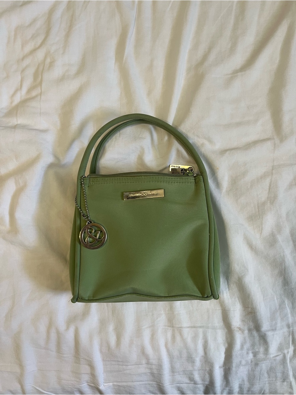Sage Green Mini Top-Handle Bag with Charm
